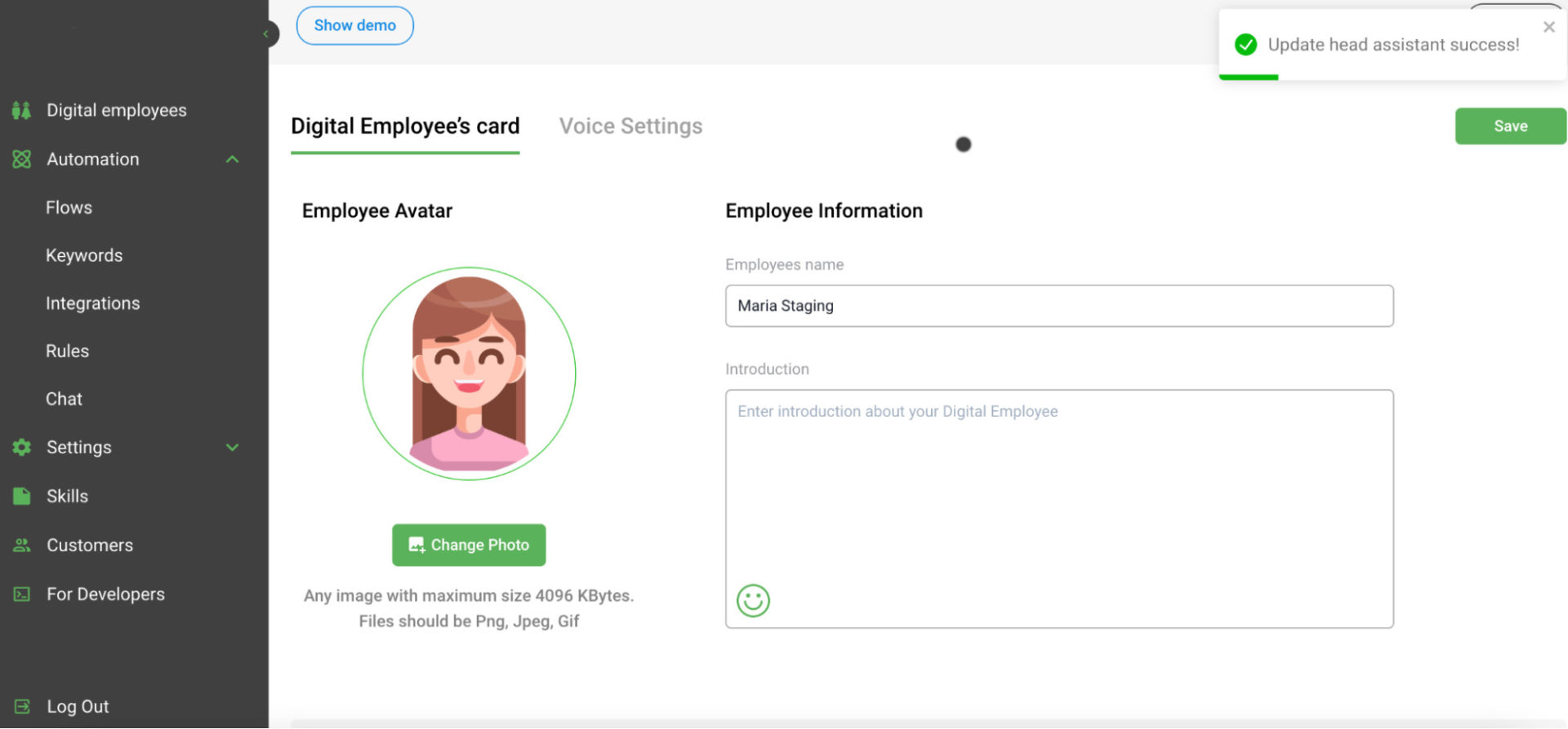 Digital employee chat & video bot